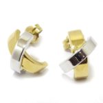 Pendientes aspa curva oro bicolor