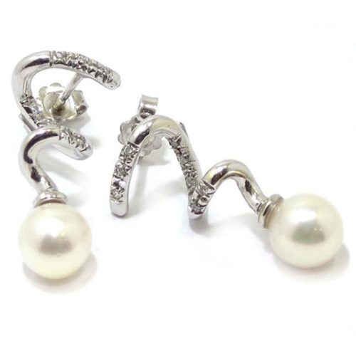 Pendientes espiral perla 7.1mm brillantes oro