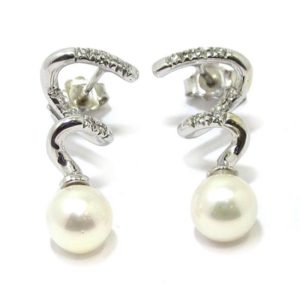Pendientes espiral perla 7.1mm brillantes oro