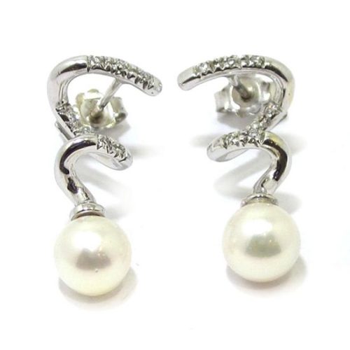 Pendientes espiral perla 7.1mm brillantes oro