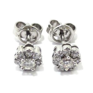Pendientes solitarios con orla brillantes oro