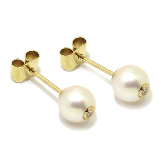 pendientes perla 5.4mm y brillante oro