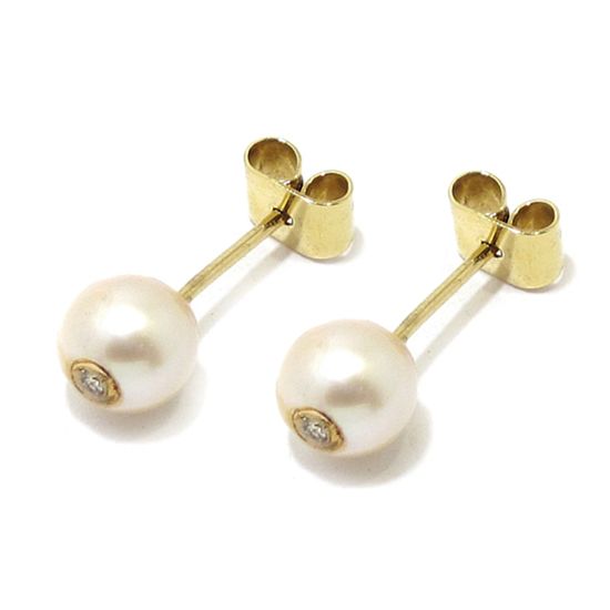 pendientes perla 6.6mm y brillante oro