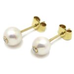 pendientes perla 7mm y brillante oro