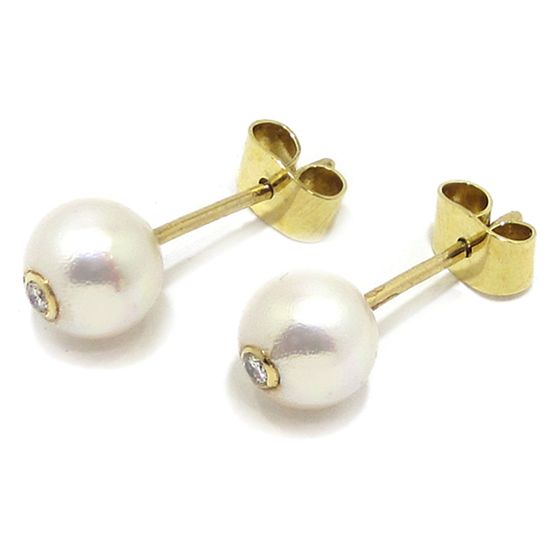 pendientes perla 7mm y brillante oro