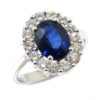 Anillo zafiro oval diamantes oro blanco