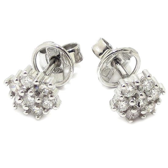 Pendientes orla 14 diamantes 0.60cts oro