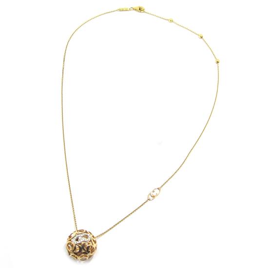 Collar colgante bola oro rosa diamantes