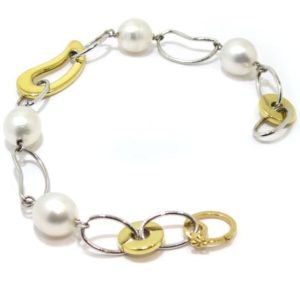 Pulsera oro blanco amarillo perlas australianas