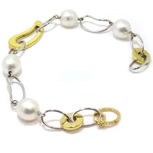 Pulsera oro blanco amarillo perlas australianas