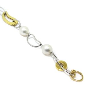 Pulsera oro blanco amarillo perlas
