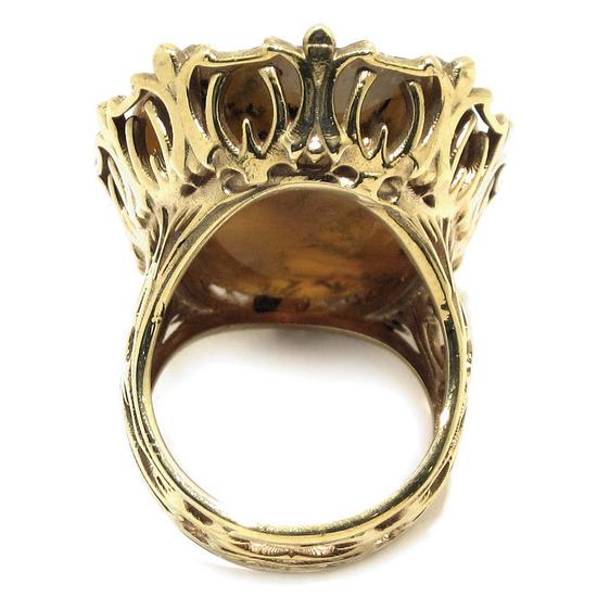 Anillo cuarzo dendrita plata dorada