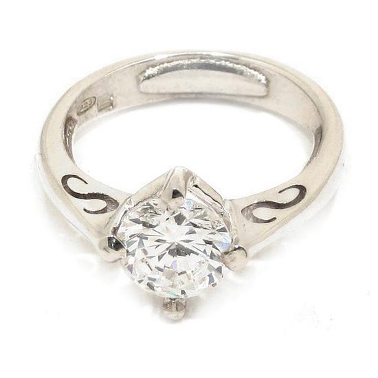 Anillo circonita incolora 8mm plata