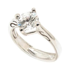 Anillo circonita incolora 8mm plata