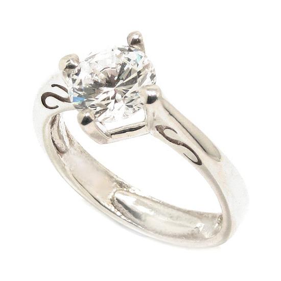 Anillo circonita incolora 8mm plata