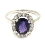 Anillo amatista oval oro blanco diamantes