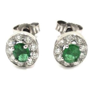 Pendientes oro blanco esmeraldas diamantes