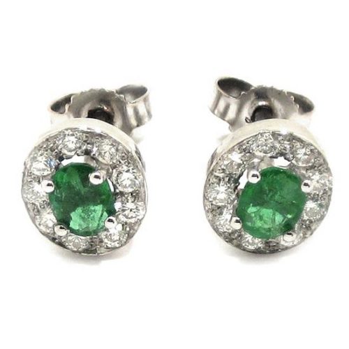 Pendientes oro blanco esmeraldas diamantes