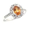 Anillo zafiro padparadsha oval oro blanco brillantes