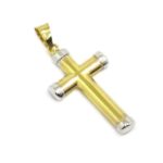Colgante Cruz recta 22mm tubo oro amarillo blanco