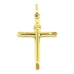 Colgante Cruz recta 30mm tubo oro amarillo