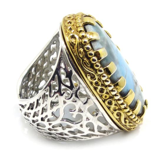 Anillo Larimar Plata bicolor - Imagen 4