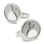 Gemelos San Fermin silueta redondos plata