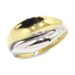 Anillo bicolor ondulado oro