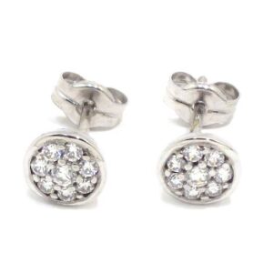 Pendientes redondos circonitas oro blanco