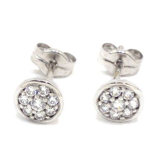 Pendientes redondos circonitas oro blanco