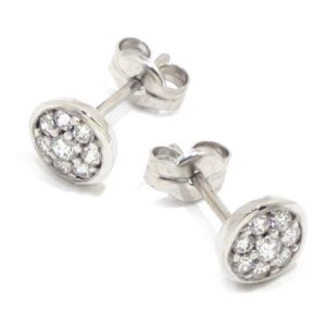 Pendientes redondos circonitas oro blanco