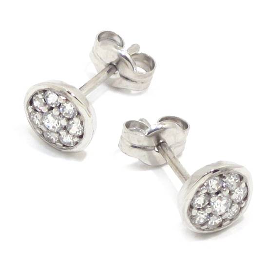 Pendientes redondos circonitas oro blanco