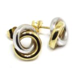Pendientes aros entrelazados oro bicolor