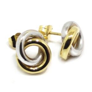 Pendientes aros entrelazados oro bicolor