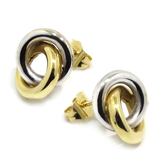 Pendientes aros entrelazados oro bicolor - Imagen 3