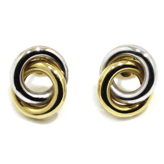 Pendientes aros entrelazados oro bicolor - Imagen 2