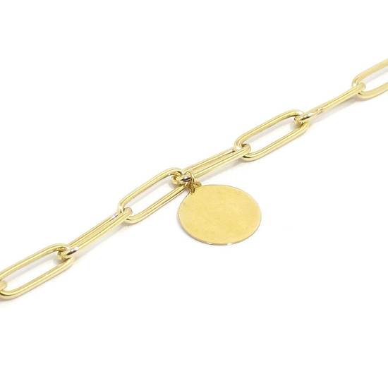 Pulsera chapa colgante forzada larga oro