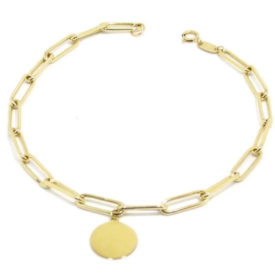 Pulsera chapa colgante forzada larga oro