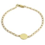 Pulsera chapa redonda barbada oro