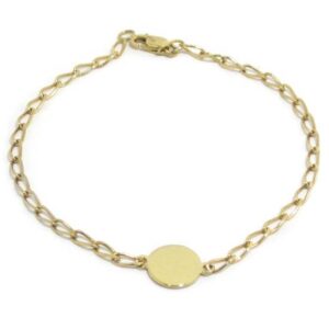 Pulsera chapa redonda barbada oro