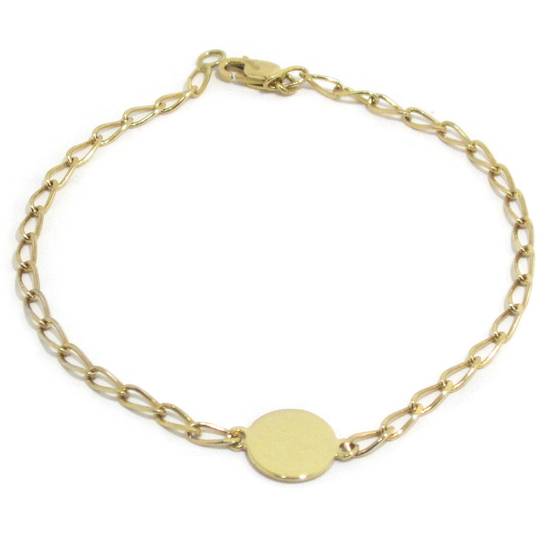 Pulsera chapa redonda barbada oro