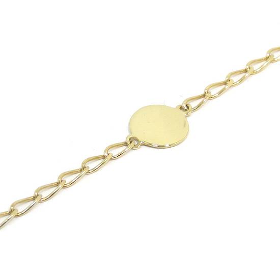 Pulsera chapa redonda barbada oro