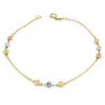 Pulsera chapitas tricolor oro
