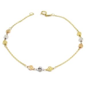 Pulsera chapitas tricolor oro
