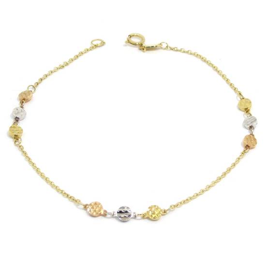 Pulsera chapitas tricolor oro