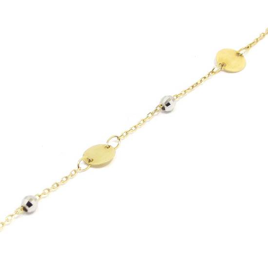 Pulsera chapitas y bolitas oro