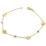 Pulsera chapitas y bolitas oro