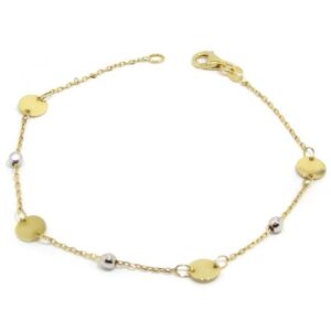 Pulsera chapitas y bolitas oro