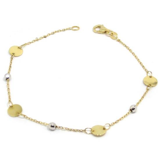 Pulsera chapitas y bolitas oro