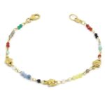 Pulsera estrellas y bolitas colores oro